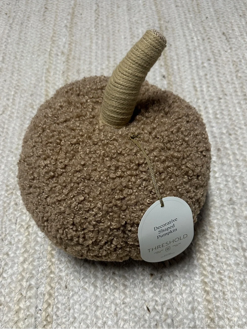 NEW Threshold Tan Brown Teddy Boucle Pumpkin Throw Pillow